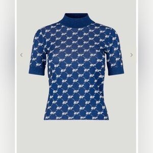 Baum und pferdgarten Navy Logo Patterned Top short sleeve shimmer turtleneck  L